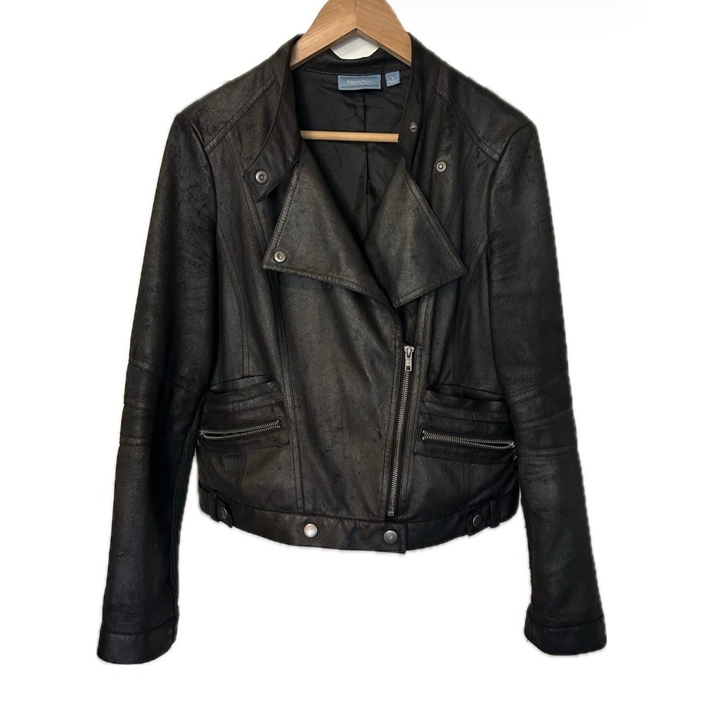 Simply Vera Faux Suede Black Moto Jacket. Women's size Large.